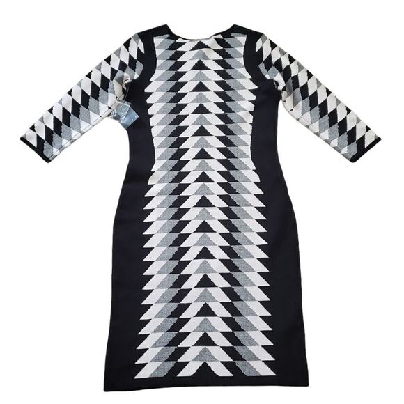 NWT Gabby Skye Black Alabaster 3/4 Sleeve Sheath Sweater Dress MEDIUM - Picture 3 of 16